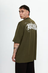 Archrise Printed Oversize T-Shirt Haki