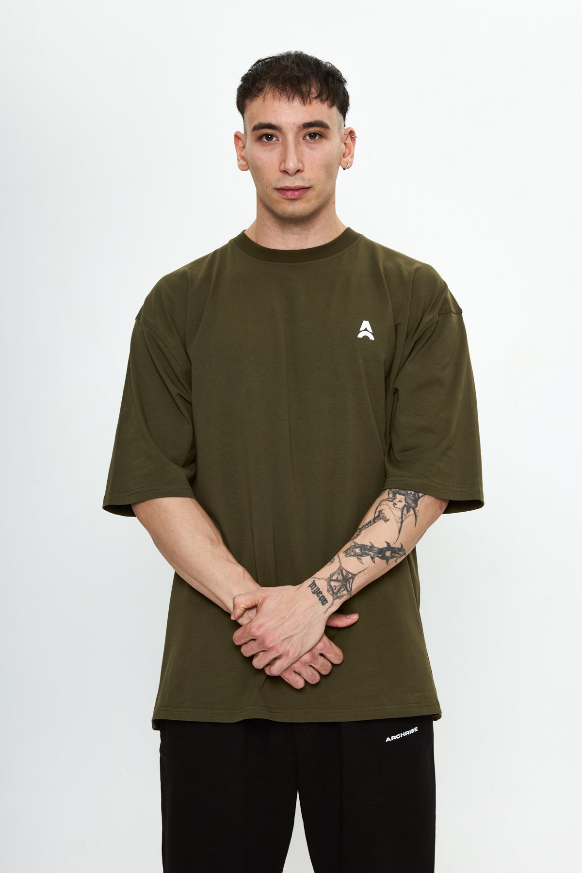 Archrise Printed Oversize T-Shirt Haki