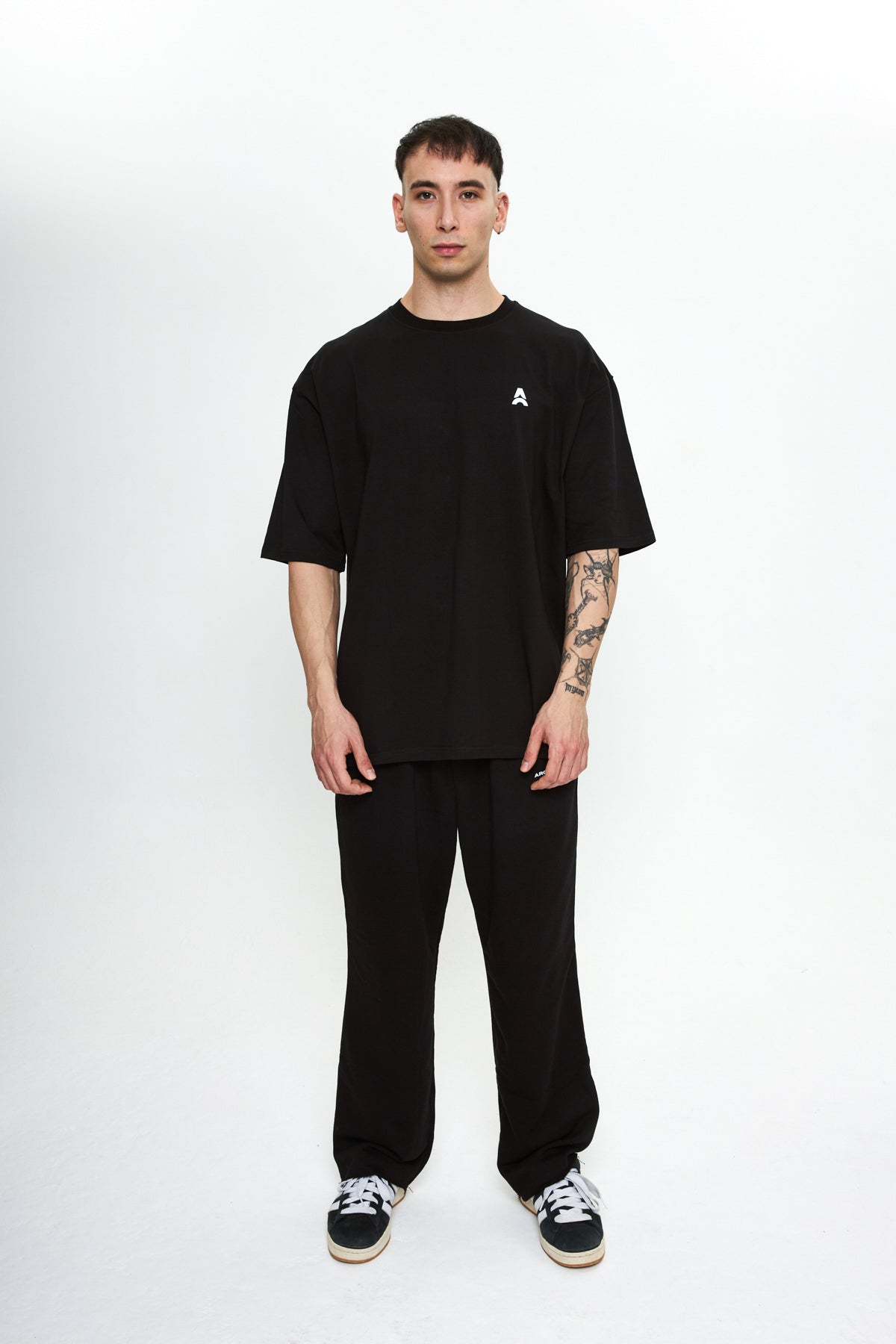 Silent Work Violent Results Oversize T-Shirt Siyah
