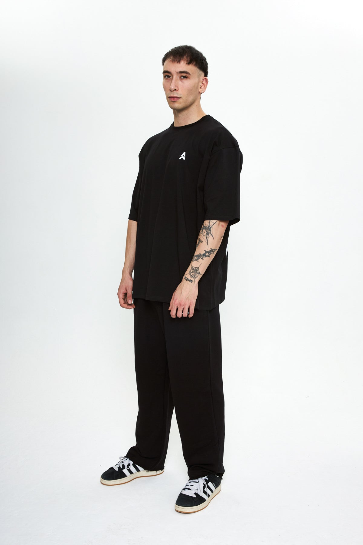 Silent Work Violent Results Oversize T-Shirt Siyah