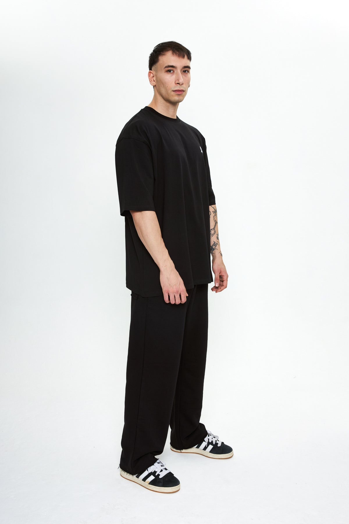 Silent Work Violent Results Oversize T-Shirt Siyah