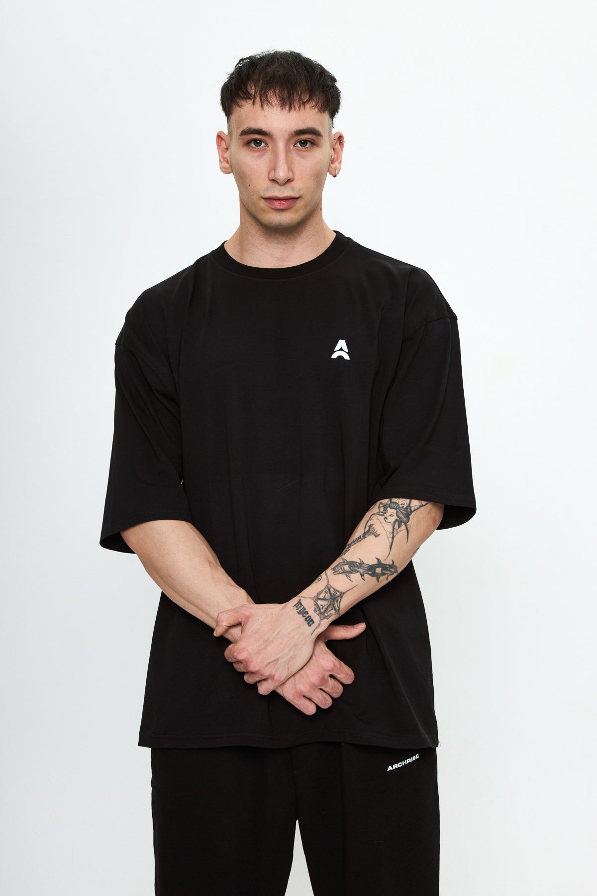 Archrise Black Shiny Oversize T-Shirt Beyaz